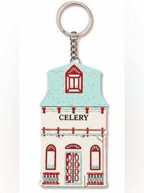 2/$25 Lenox Spice Village Inspired Celery House Keychain with Key Ring